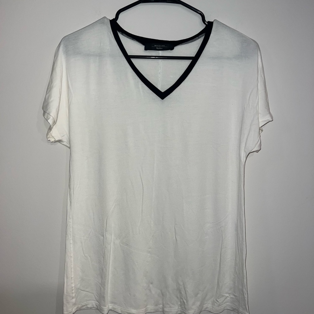 MaxMara White Cream Fitted Short Sleeve Tee